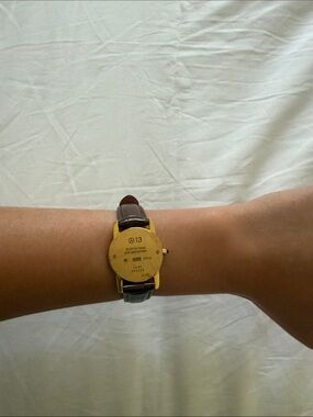 Gold Crocodile Leather Strap Watch by Numbering